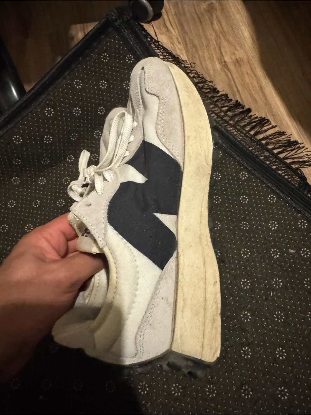 New Balance 327 Sneakers in White and Black Accent